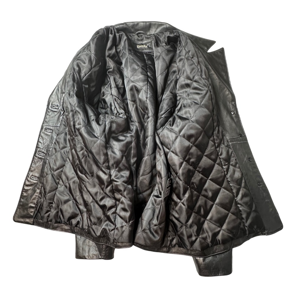 Excelled Leather Blazer Women 1X Black Quilted Lined Button Front Jacket AT0243 - Picture 7 of 13
